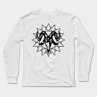 Satanic Goat Head with Chaos Star 1.2 (black) Long Sleeve T-Shirt